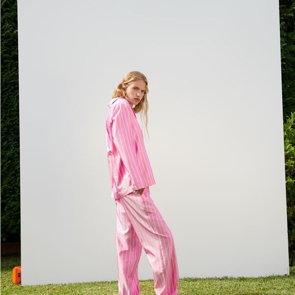 ZARA STRIPED 100% SILK SHIRT - Picture 8 of 9